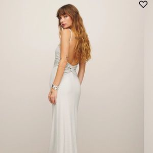 Reformation Breslin Dress in Silver Sparkle